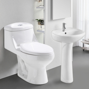 Bộ vệ sinh nhà tắm hiện đại: Bồn cầu và chậu rửa mặt bằng sứ, kết hợp chậu vệ sinh và chậu rửa tay - Product Image 2