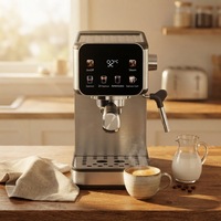 Machine à expresso électrique en acier inoxydable compatible UE/US, d'origine chinoise, pour usage domestique et professionnel, avec chauffage et extraction automatiques