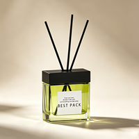 Flacon diffuseur de parfum de luxe carré/cylindrique 120 ml en verre transparent avec couvercle noir et impression sérigraphiée