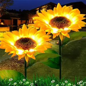 向日葵发光二极管太阳能草坪灯防水户外路径花装饰灯太阳发光二极管装饰花园太阳能灯前卫