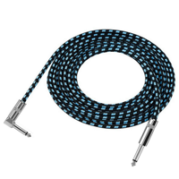 Câble audio pour guitare avec conducteur en cuivre tressé, prise L, réduction du bruit, connecteur 6,35 mm pour une utilisation audio professionnelle