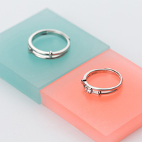 Bagues scintillantes rondes en CZ transparent, argent sterling 925, bagues géométriques à double ligne pour femmes, bijoux fins