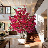 Pohon Bunga Bougainvillea Buatan Realistis dalam Pot, Tanaman Palsu Mirip Asli dalam Pot Putih untuk Dekorasi Rumah dan Pernikahan
