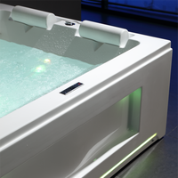 Baignoire SPA autoportante en acrylique pour 2 personnes, 1,9 m rectangulaire, avec rideau d'eau, massage corporel apaisant pour appartement