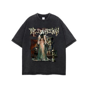 2025 primavera estate nuova <span class=keywords><strong>tendenza</strong></span> t-shirt da <span class=keywords><strong>uomo</strong></span> Vintage retrò stile gotico scuro marchio stampato 100% tessuto <span class=keywords><strong>di</strong></span> cotone effetto lavato - Product Image 6