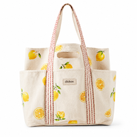 Sac fourre-tout en toile imprimé sur mesure, grande capacité, multi-poches, sac de plage, motif fruits, OEM ODM