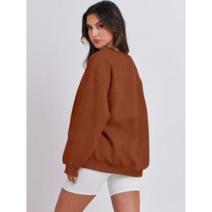 FOXA Oversized Sweatshirt Women Crewneck Drop Shoulder Fleece Casual Pullover <b>Top</b> Breathable Fall Outfits Clothes - Product Image 4