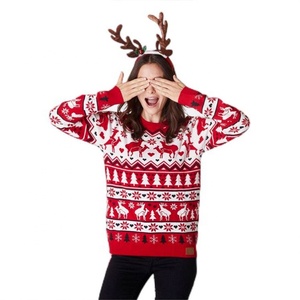 Bán Buôn Tùy Chỉnh 100% Bông Swag Biểu Tượng Unisex Hươu Xấu Xí Mô Hình Jacquard Vui Giáng Sinh Người Đàn Ông Của Dệt Kim Áo Thun Jumper Áo Len - Product Image 5