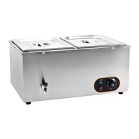 Vitrine chauffante commerciale en acier inoxydable, comptoir de service isotherme pour restauration rapide, pot à soupe chauffant électriquement