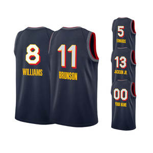 Jersey Basket Navy Hot Press Print New Star 2025 5 Edwards 11 Brunson 13 Jackson Jr 8 Williams Support Custom Grosir - Product Image 3