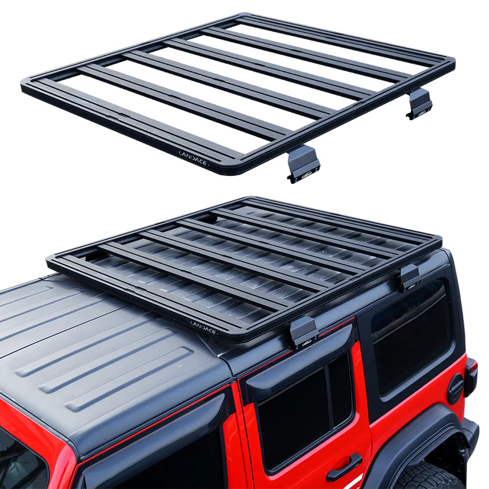 Porta-bagagens em liga de alumínio para carro 4X4 JL, plataforma de baixo perfil, Wrangler Rubicon, suporte para teto de carro para Jeep