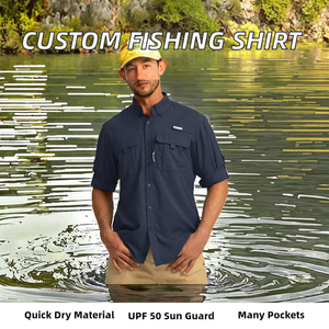 Chemise de camping personnalisée en gros UPF 50, protection solaire extérieure, antibactérienne, séchage rapide, manches longues, poches boutonnées, combinaison de pêche - Product Image 2
