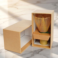Caja de Papel Kraft Cilíndrica Personalizada para Empaque de Batidor de Matcha, Origen Sostenible