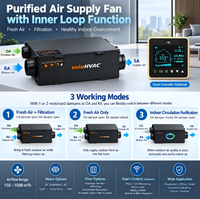 Système de purification d'air domestique 350m3/h HVAC à effet précoce et filtre à charbon actif + filtre HEPA H13, ventilateur d'air