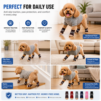 Chaussettes personnalisées pour chiens et chats, chaudes, imperméables, antidérapantes, imprimées, double couche, en coton, avec semelle en caoutchouc à pois, douces, respirantes, pour la marche en intérieur, soin des pattes