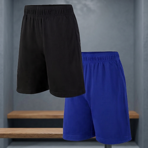 Blank Custom Logo Boys' & Men's Oversized Elastic Waist Knitted Mesh Sports <b>Shorts</b> Breathable Polyester Pockets for Basketball - Product Image 3