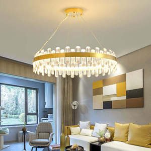 Zèle éclairage moderne créatif or arrondi cristal plafond lustre suspension pour table à manger - Product Image 2