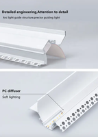 Profilé LED encastré dans le mur, nouveau design, en aluminium, dissipateur de chaleur, 6063, angle blanc noir, extrusion, canal pour bande LED, diffuseur