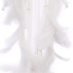 Attrape-rêves design arbre de vie, 20x70cm, plumes blanches, décoration murale, style bohème, art fait main - Product Image 5