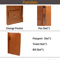 Housse de passeport vintage en PU effet vieilli avec motif avion en relief, sangle élastique et languette de suspension arrière, porte-documents de voyage, logo personnalisé