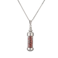 Collier Pendentif Bouteille de Parfum Ouvrable en Verre, Chaîne en Acier Inoxydable Argenté, Pierres de Guérison en Cristal – Vente en Gros