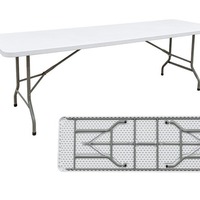 Table pliante rectangulaire populaire de 8 pieds en plastique HDPE blanc pour événements intérieurs/extérieurs, fêtes, mariages, pique-niques et repas