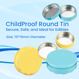 Diseño profesional Metalen Doos Embalaje de goma resistente a los niños Tarro de metal pequeño Tapa de rosca Lata redonda con inserto de plástico - Product Image 5