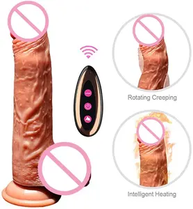 Gode rotatif chauffant en silicone liquide télécommandé Machine vibrante Poussée Gros gode vibrateur