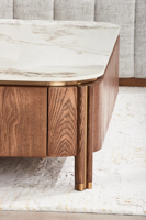Plaque de roche table à thé salon moderne simple lumière circulaire luxe meuble TV table d'appoint combinaison rétractable