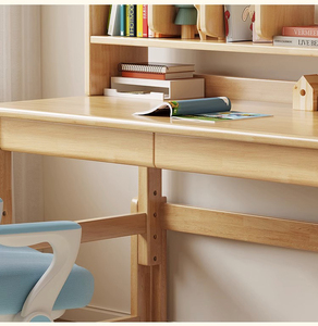 Height <strong>Adjustable</strong> Children <strong>Table</strong> and Chair Large Storage Children Study <strong>Desk</strong> Solid Wood Kids Study <strong>Table</strong> With Storage Drawer - Product Image 2