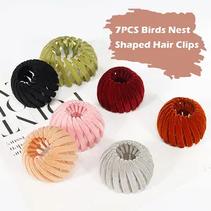Korean Style Velvet Bird Nest Shape Hair Claw Clips Bun Women Girls Circle Rope Ring Expanding Hair Styling Hair Pins
