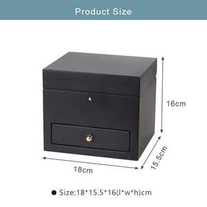 Boîte à montre rectangulaire en bois de luxe haut de gamme, tiroir, fabrication artisanale, écologique, recyclable, emballage cadeau, noir mat - Product Image 5