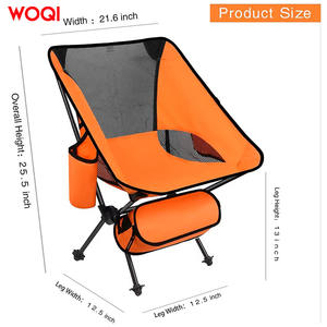 Chaise pliante de camping Woqi, tissu Oxford orange, structure en aluminium, chaise longue de jardin avec porte-gobelet et sac de rangement - Product Image 2