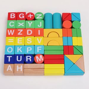 62PCS Kids Wooden Stacking Castle Alphabet <b>Block</b> Toys Colorful Safe Paint Geometric <b>Building</b> <b>Blocks</b> for Boys Girls - Product Image 6