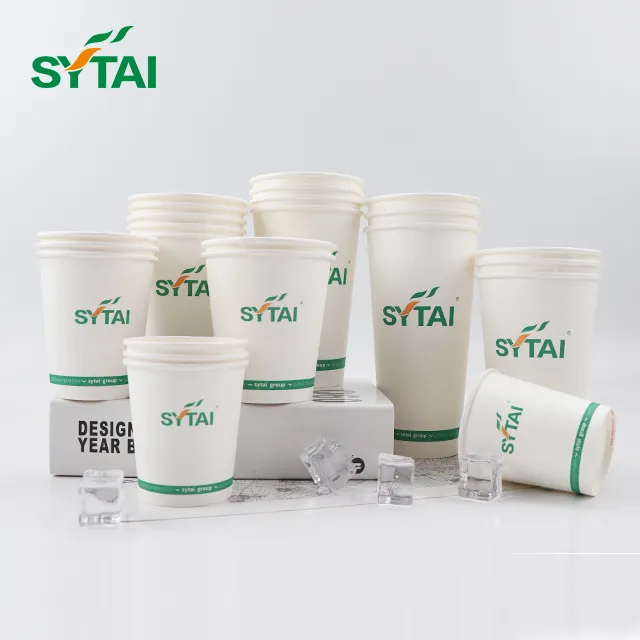 Fabricantes de vasos de papel de una sola pared para llevar, taza de papel personalizada de plástico para café con mangas y tapas, venta al por mayor