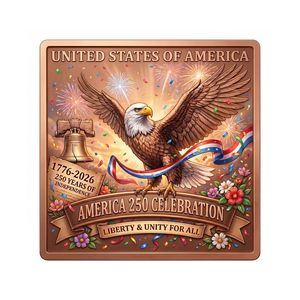 Medaglia Personalizzata Artigianale in Rame Rosso da 40mm con <span class=keywords><strong>Aquila</strong></span> Patriottica Americana e Scritta 'We the People' per Anniversario - Product Image 2