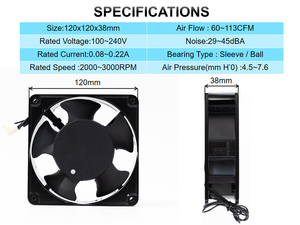 พัดลมระบายความร้อนแบบแกนหมุนความเร็วสูง 80-200 มม. 12038 15050 17251 110V 220V ลูกปืนแบบ Ball Bearing ควบคุมด้วย PWM กันน้ำ สำหรับตู้อุตสาหกรรม - Product Image 2