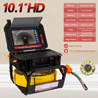 Cámara de Inspección de Alcantarillado con Pantalla Táctil HD 1080P de 10.1 Pulgadas, Contador de Metros, Transmisor de 512 Hz, Localizador Autonivelante, Cable de 5 mm, DVR de 16 GB