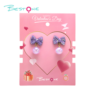 2025 etiqueta privada personalizada Día de San Valentín linda chica colorido Rhinestone perla colgante pendientes listos para enviar - Product Image 1