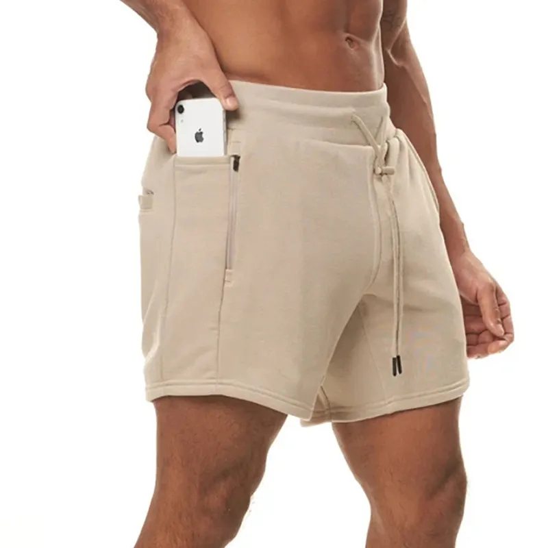 Pantalones cortos deportivos de secado rápido para hombre, Shorts transpirables de algodón con bolsillos para gimnasio y correr