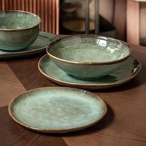 Vaisselle en céramique irrégulière unique de la série Bobby Green bols à fruits jetables assiettes ensembles de vaisselle de style vintage pour marmite - Product Image 6