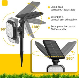ไฟสวนพลังงานแสงอาทิตย์ความสว่างสูง 350LM 22 LED โคมไฟสนามหญ้ากลางแจ้ง 2.5W แผงโซลาร์เซลล์แบบชาร์จไฟได้โคมไฟภูมิทัศน์ - Product Image 5