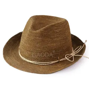 Шляпа-федора ручной работы из соломы рафии