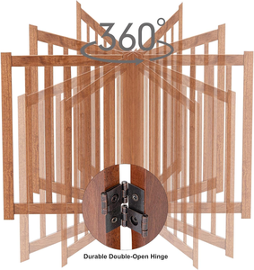 2-Panel Wooden Free Standing Foldable Dog <b>Gate</b> Indoor – Solid Hardwood 24" High, Step-Over Safety <b>Pet</b> <b>Gate</b> for Doorways - Product Image 6