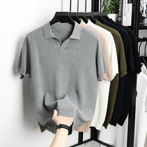 Nouveau Polo <span class=keywords><strong>Homme</strong></span> É<span class=keywords><strong>t</strong></span>é 2025 en Tricot Fin à <span class=keywords><strong>Col</strong></span> en <span class=keywords><strong>V</strong></span>, <span class=keywords><strong>T</strong></span>-<span class=keywords><strong>shirt</strong></span> Décontracté à Manches Courtes Couleur Unie pour <span class=keywords><strong>Homme</strong></span> - Product Image 6