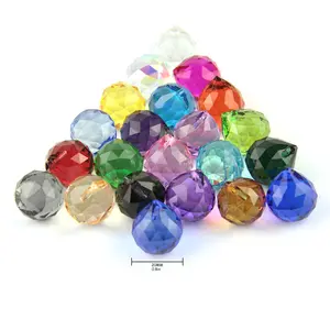 Bolas facetadas de cristal Feng Shui para decoración de boda, candelabro Multicolor de tamaño personalizado
