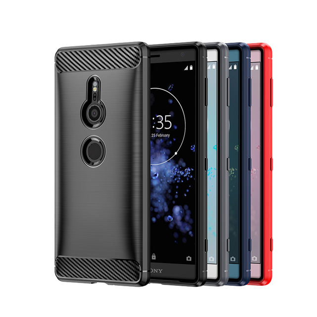 Weview Carbon Fiber Shockproof Soft TPU Street Fashion Hot Stamping Mobile Phone Case for XZ2