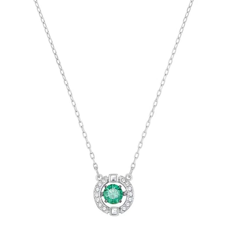 Collier diamant vert dynamique platine