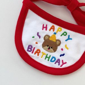 <b>Cute</b> Korean-style embroidered <b>bear</b> birthday dog bib, pet bib, drool bib, Bichon Frise, Teddy, Pomeranian neck warmer - Product Image 2
