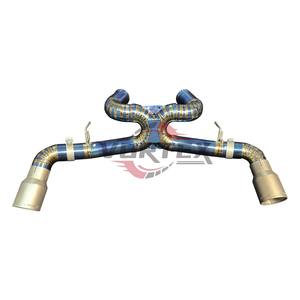 ระบบท่อไอเสียแบบ Catback สำหรับ McLaren GT 4.0T สีฟ้าเบิร์นท์ ยี่ห้อ Vortex Factory รับผลิตแบบ ODM OEM  วัสดุไทเทเนียม พร้อมวาล์วควบคุมเสียงแบบ Valvetronic  ไม่มีวาล์ว - Product Image 1